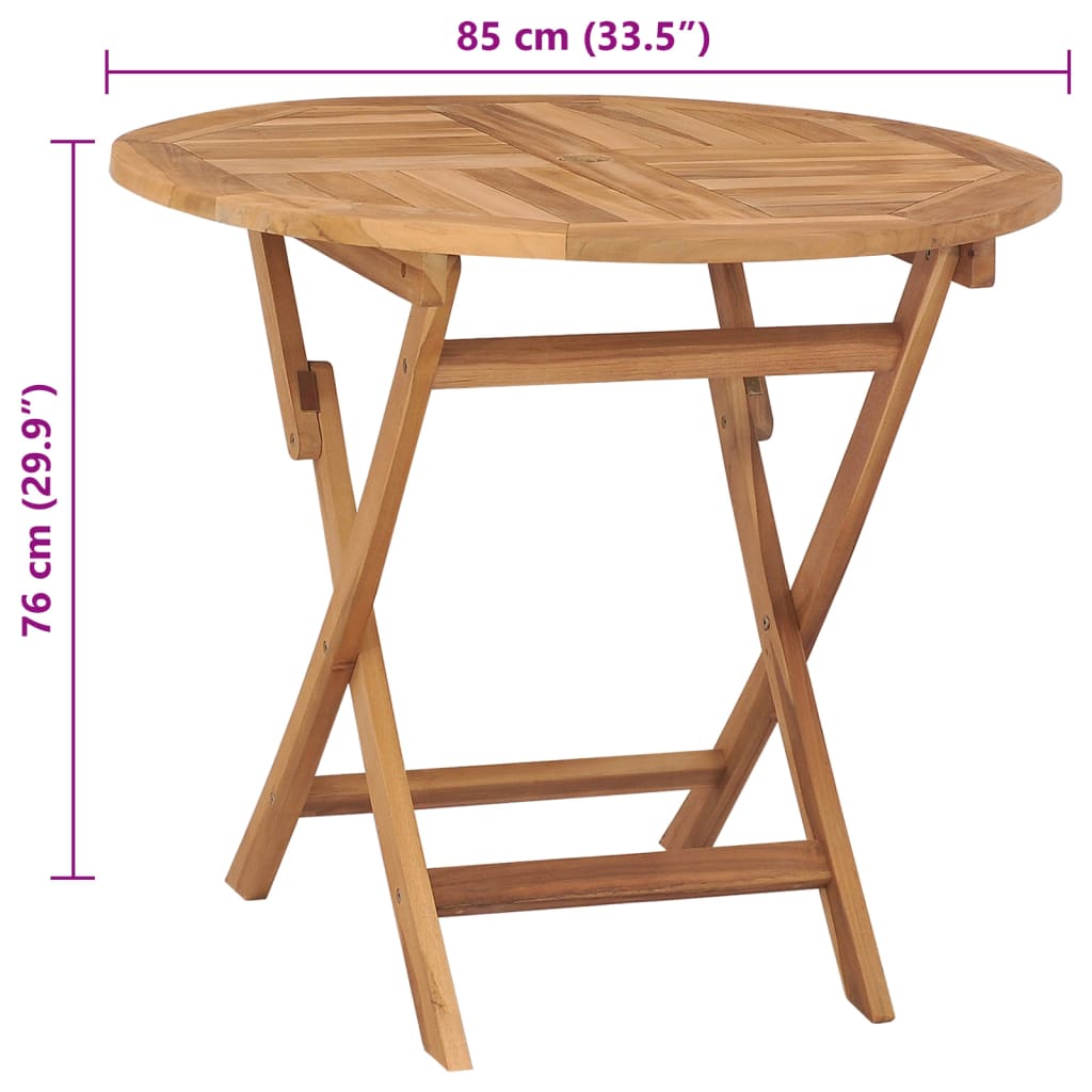 Sammenleggbart Hagebord 85X76 Cm Heltre Teak