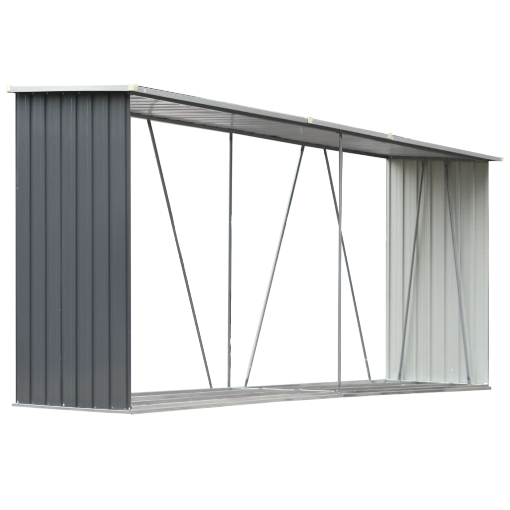 Vedskjul Galvanisert Stål 330X84X152 Cm Grå