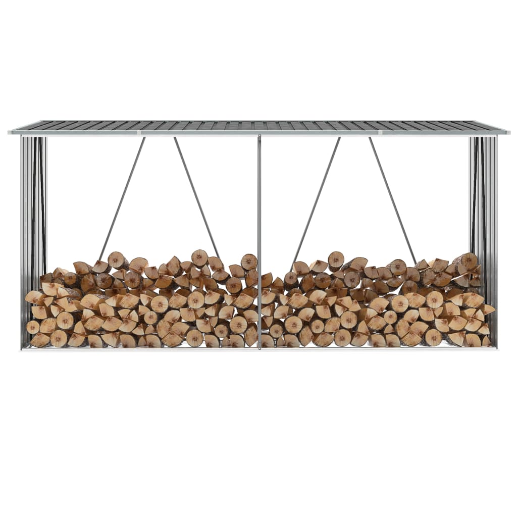 Vedskjul Galvanisert Stål 330X84X152 Cm Grå