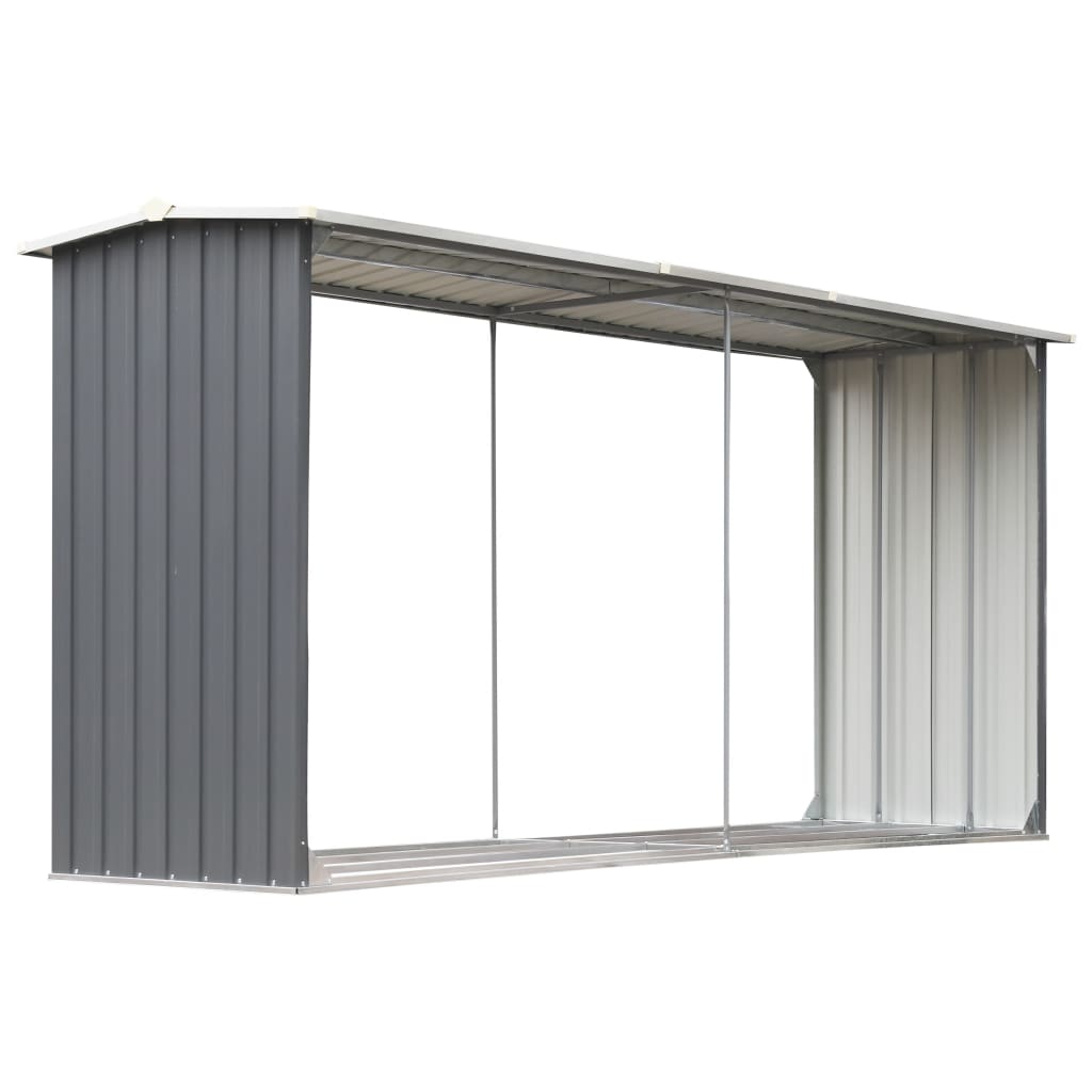 Vedskjul Galvanisert Stål 330X92X153 Cm Grå