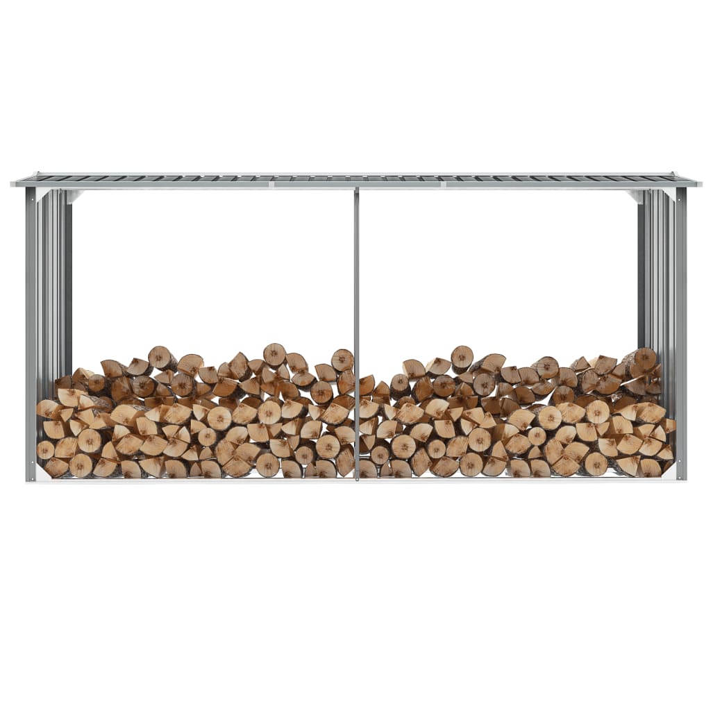 Vedskjul Galvanisert Stål 330X92X153 Cm Grå