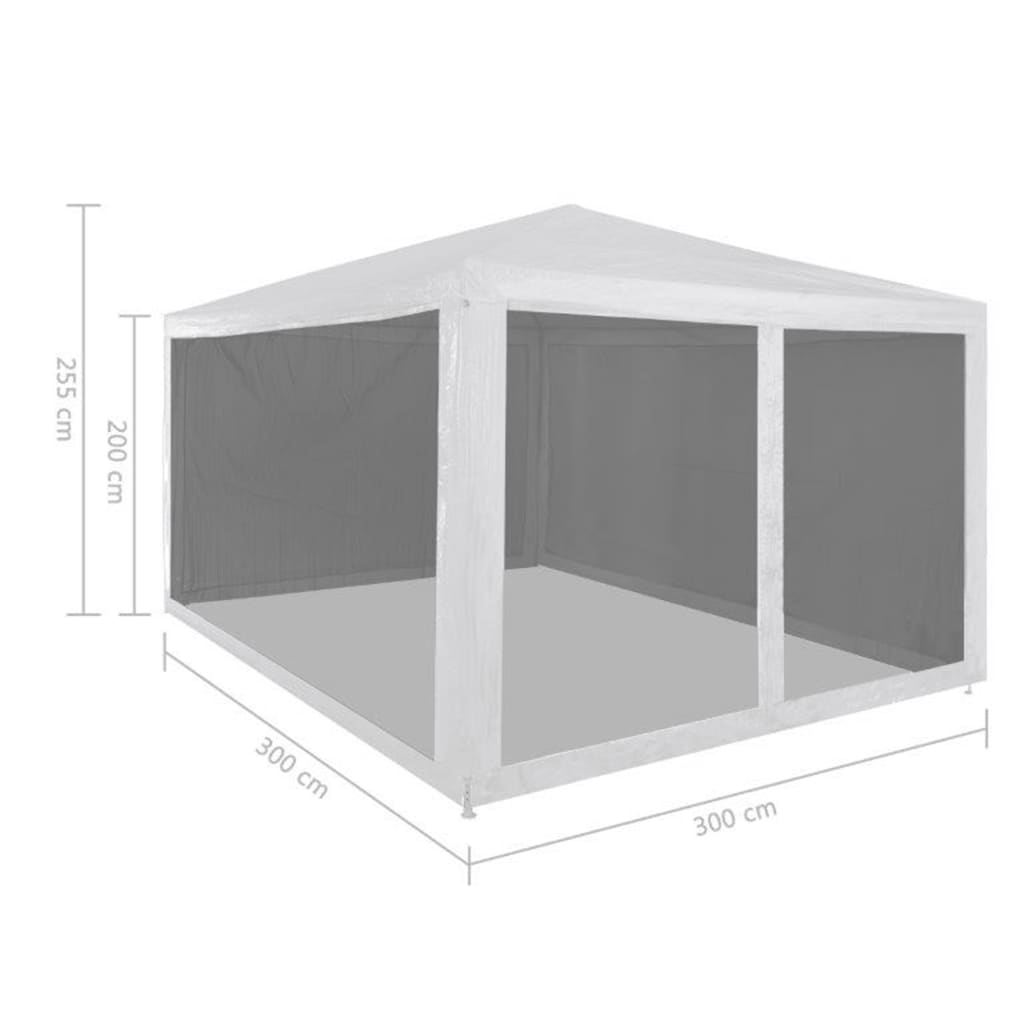 Festtelt Med 4 Sidevegger Av Netting 3X3 M