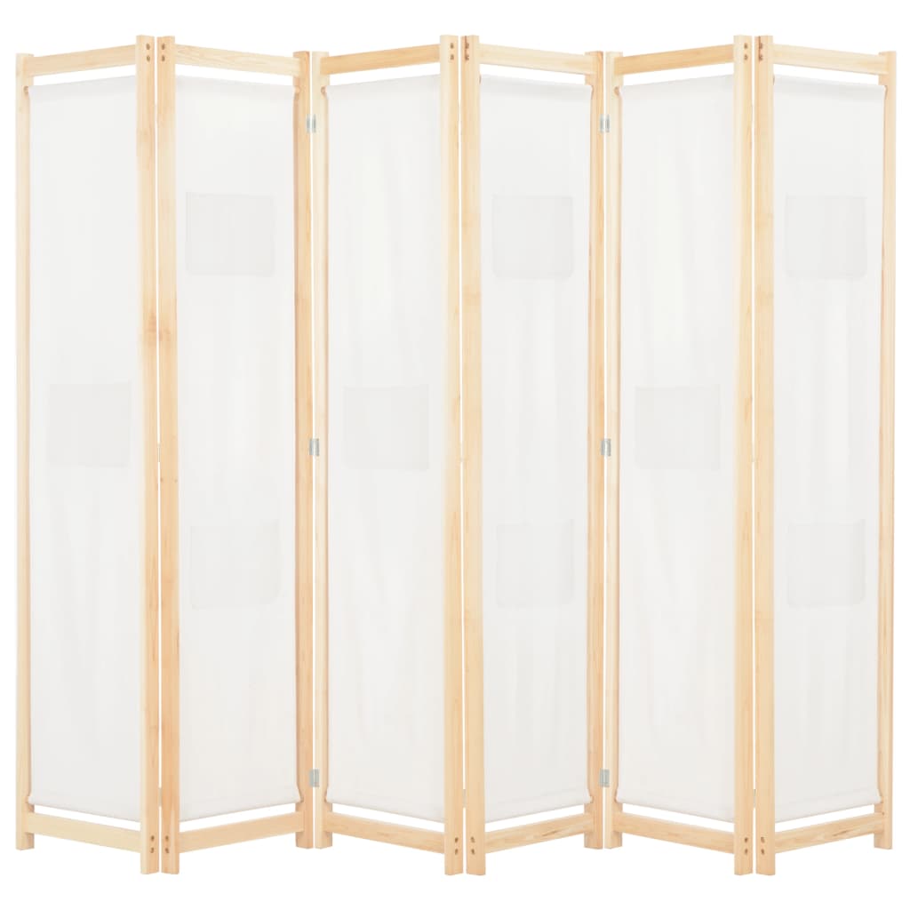 Romdeler 6 Paneler Krem 240X170X4 Cm Stoff