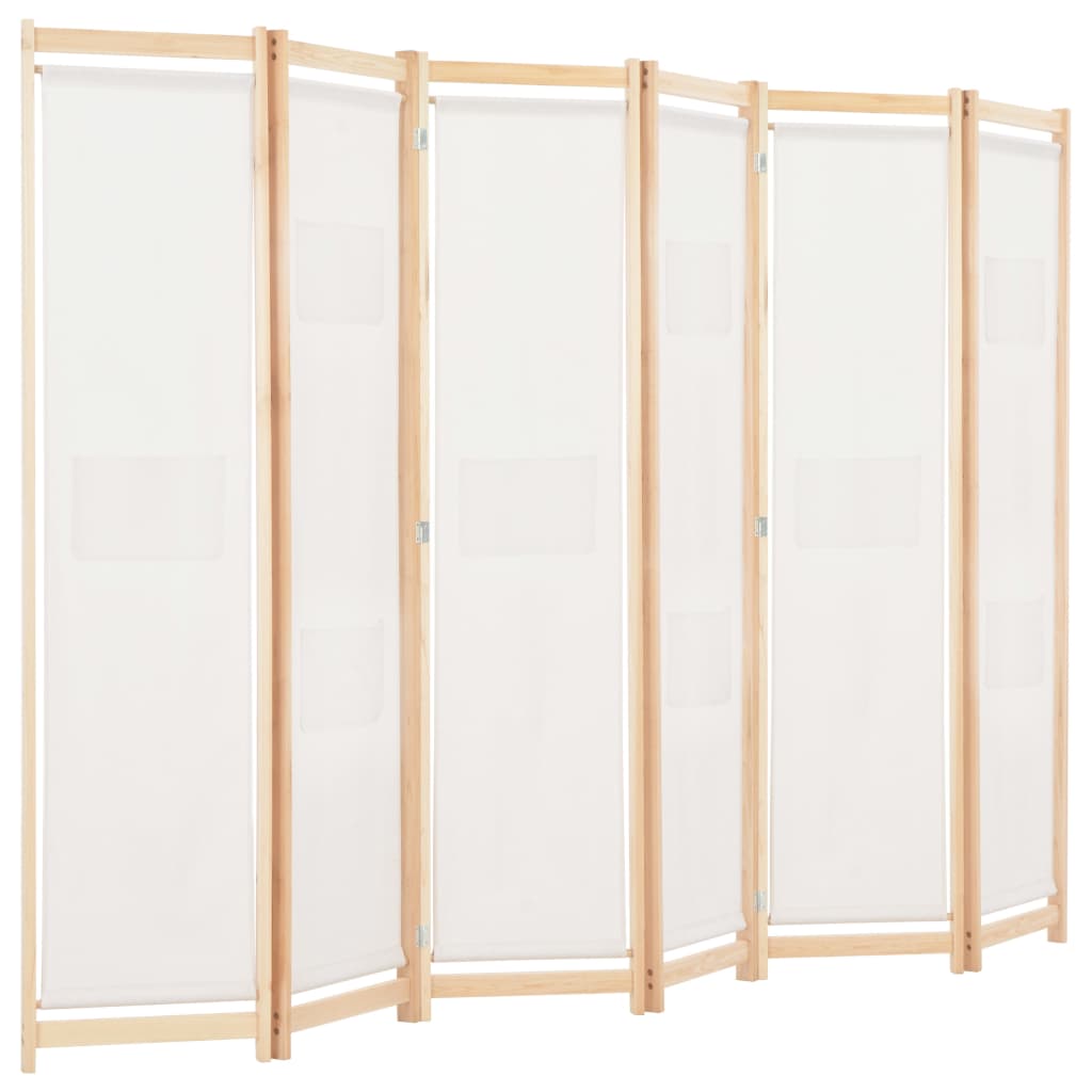 Romdeler 6 Paneler Krem 240X170X4 Cm Stoff