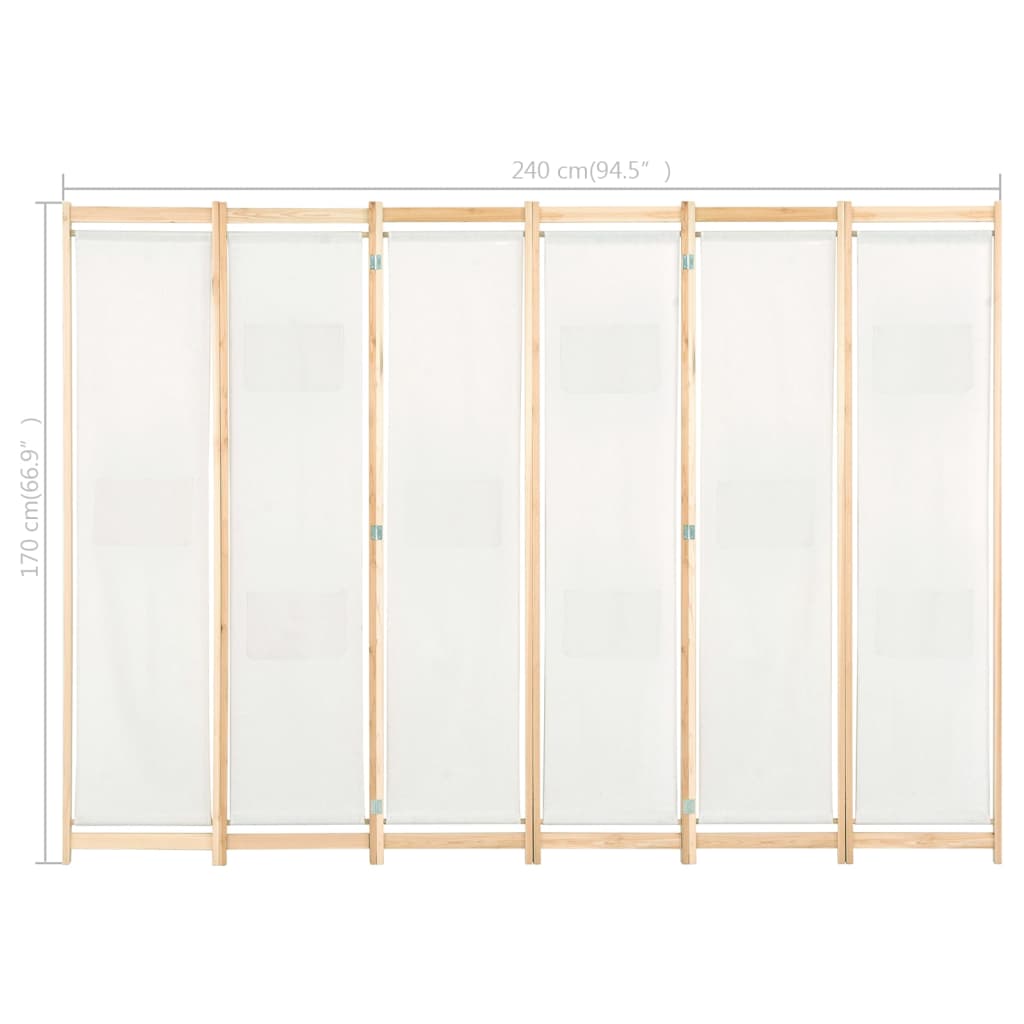 Romdeler 6 Paneler Krem 240X170X4 Cm Stoff
