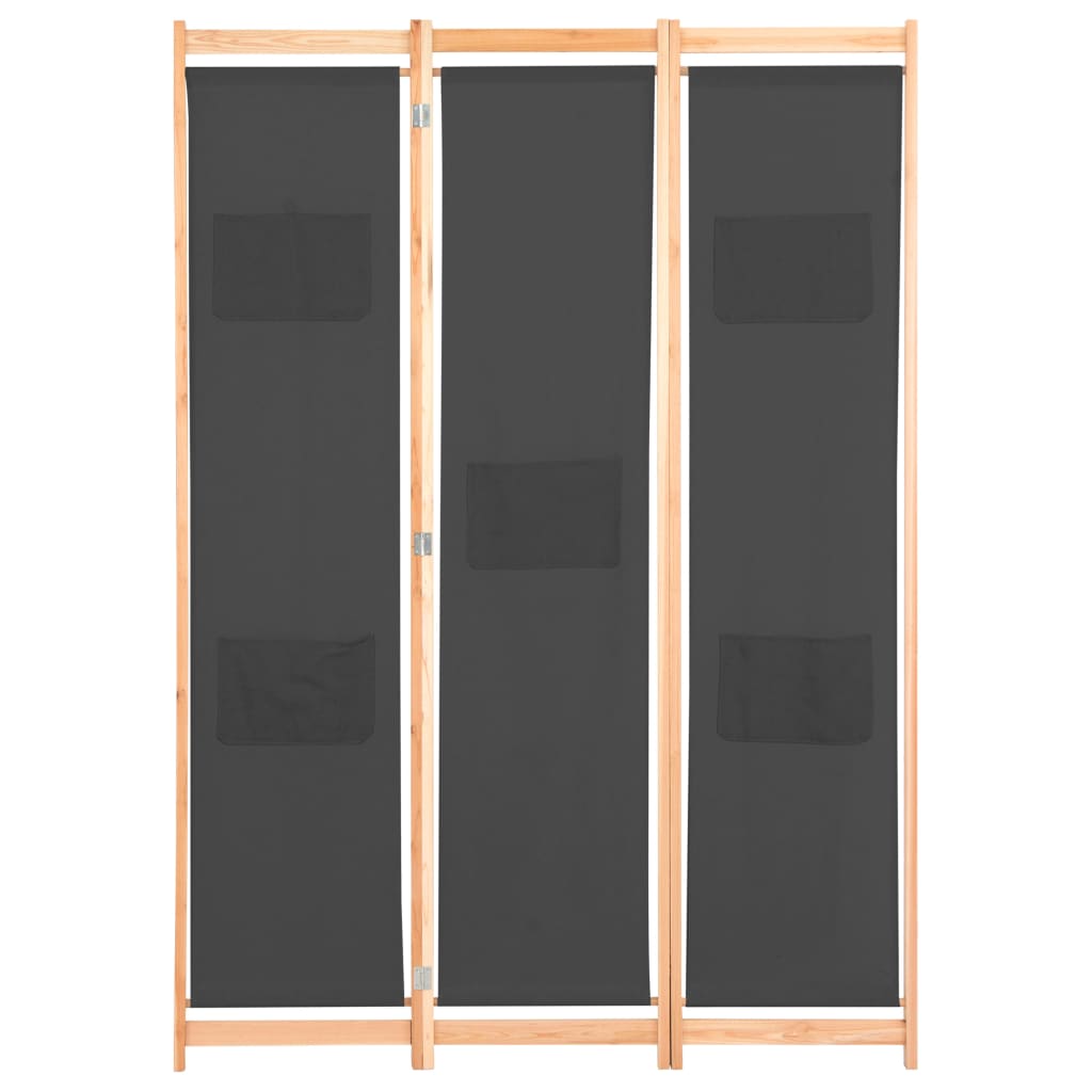 Romdeler 3 Paneler Grå 120X170X4 Cm Stoff