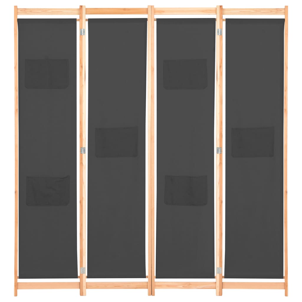 Romdeler 4 Paneler Grå 160X170X4 Cm Stoff