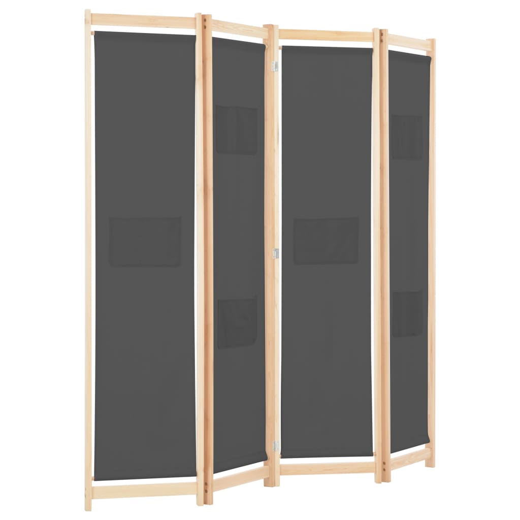 Romdeler 4 Paneler Grå 160X170X4 Cm Stoff