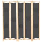 Romdeler 5 Paneler Grå 200X170X4 Cm Stoff