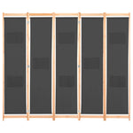 Romdeler 5 Paneler Grå 200X170X4 Cm Stoff