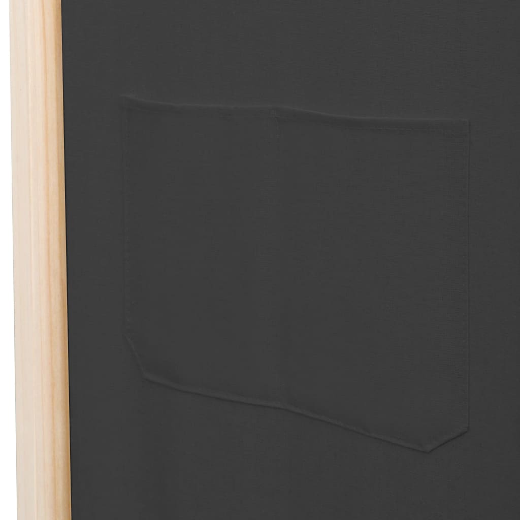 Romdeler 5 Paneler Grå 200X170X4 Cm Stoff
