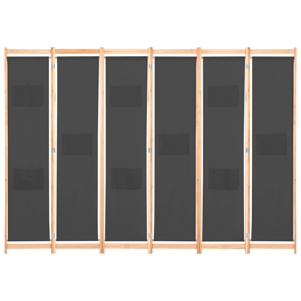 Romdeler 6 Paneler Grå 240X170X4 Cm Stoff