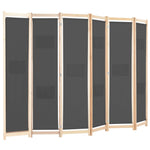 Romdeler 6 Paneler Grå 240X170X4 Cm Stoff