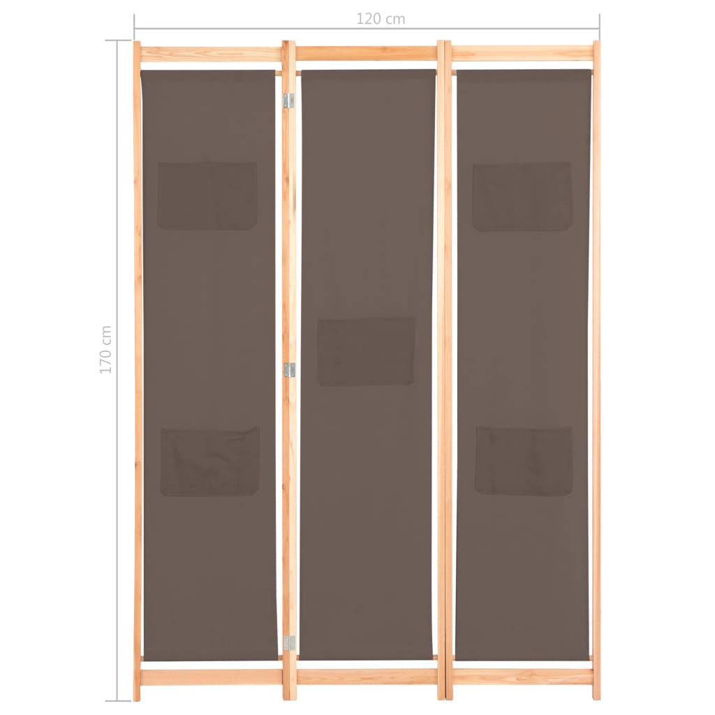 Romdeler 3 Paneler Brun 120X170X4 Cm Stoff