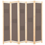Romdeler 5 Paneler Brun 200X170X4 Cm Stoff