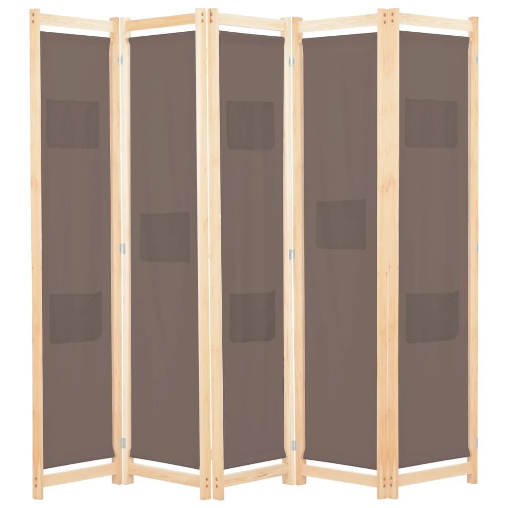 Romdeler 5 Paneler Brun 200X170X4 Cm Stoff
