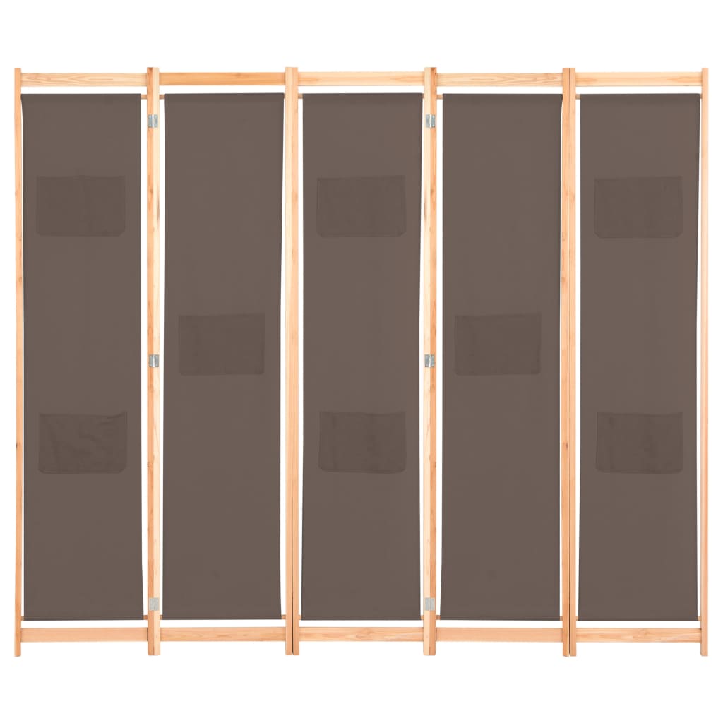 Romdeler 5 Paneler Brun 200X170X4 Cm Stoff