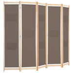 Romdeler 5 Paneler Brun 200X170X4 Cm Stoff