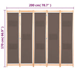 Romdeler 5 Paneler Brun 200X170X4 Cm Stoff