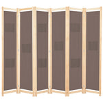 Romdeler 6 Paneler Brun 240X170X4 Cm Stoff