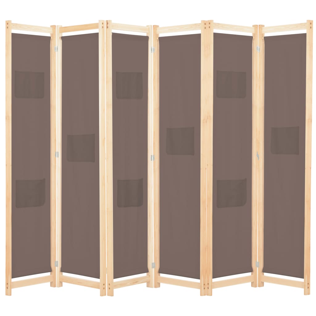 Romdeler 6 Paneler Brun 240X170X4 Cm Stoff