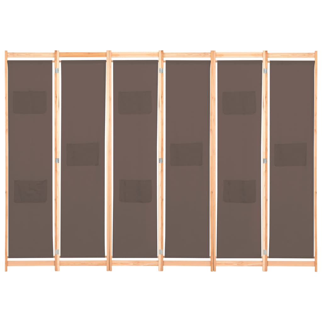 Romdeler 6 Paneler Brun 240X170X4 Cm Stoff