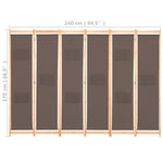 Romdeler 6 Paneler Brun 240X170X4 Cm Stoff
