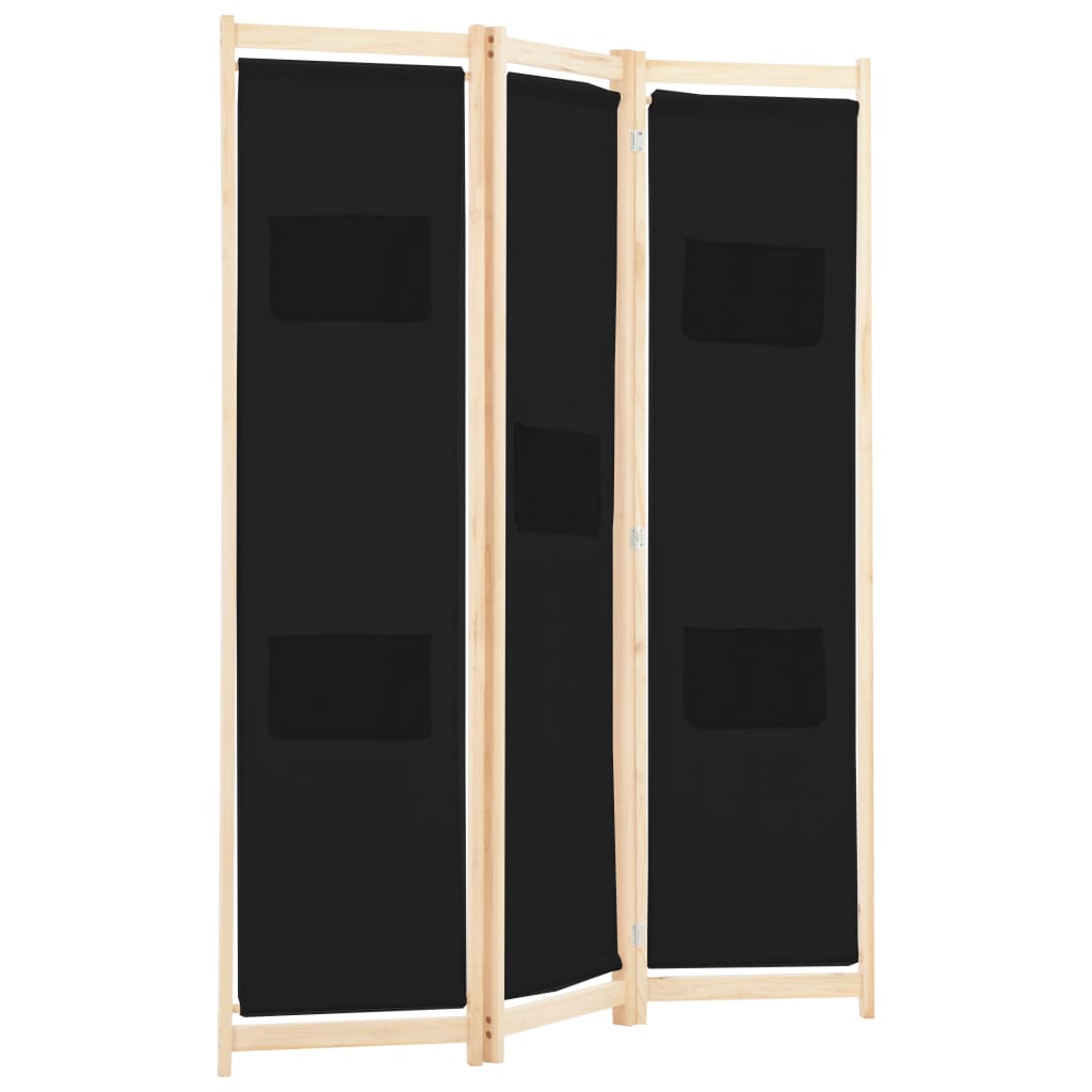 Romdeler 3 Paneler Svart 120X170X4 Cm Stoff