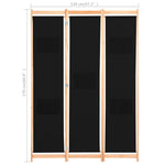 Romdeler 3 Paneler Svart 120X170X4 Cm Stoff