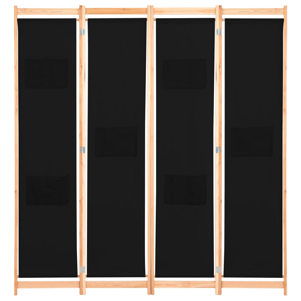 Romdeler 4 Paneler Svart 160X170X4 Cm Stoff