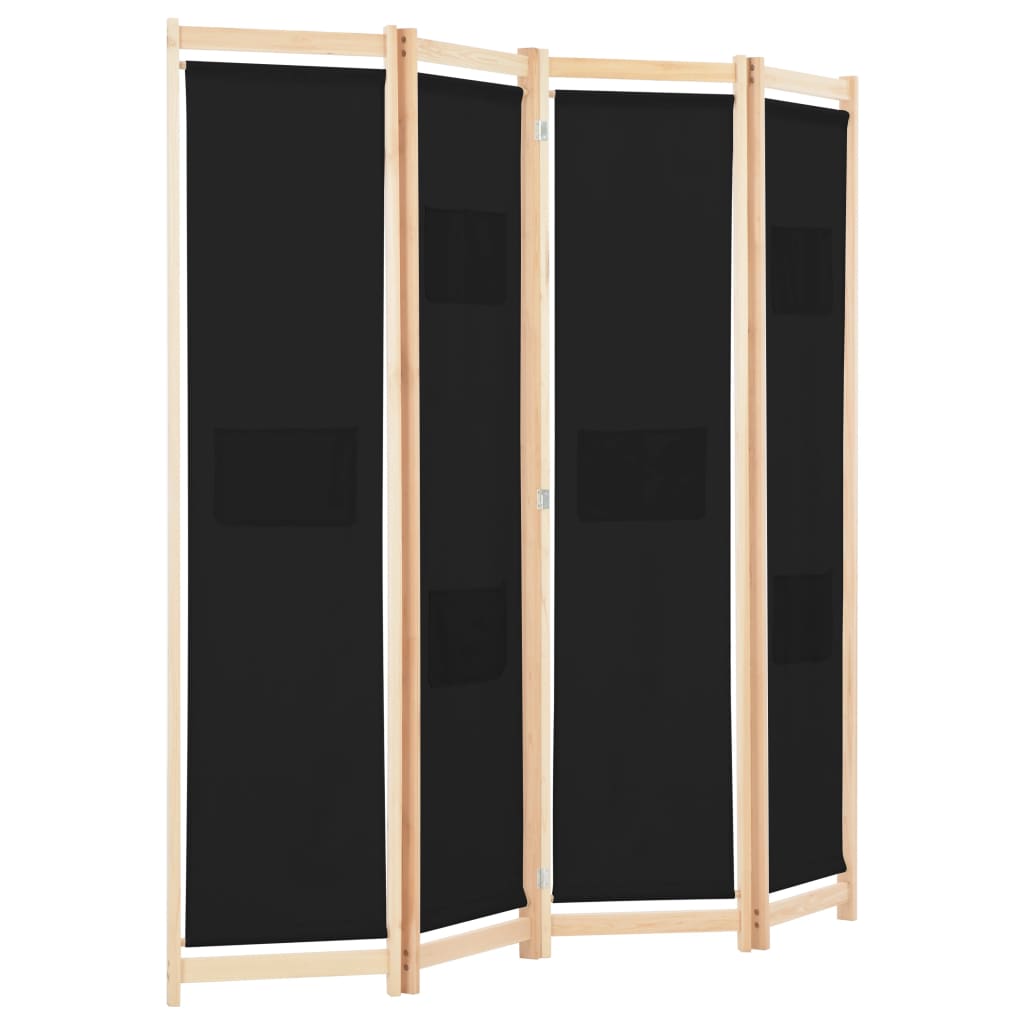 Romdeler 4 Paneler Svart 160X170X4 Cm Stoff