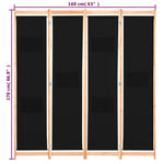 Romdeler 4 Paneler Svart 160X170X4 Cm Stoff