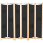 Romdeler 6 Paneler Svart 240X170X4 Cm Stoff