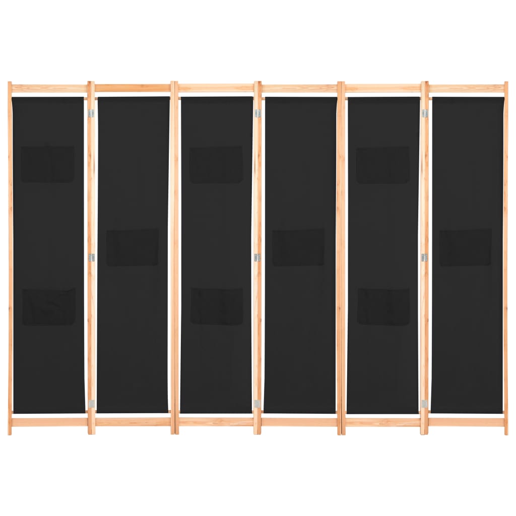 Romdeler 6 Paneler Svart 240X170X4 Cm Stoff