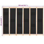 Romdeler 6 Paneler Svart 240X170X4 Cm Stoff