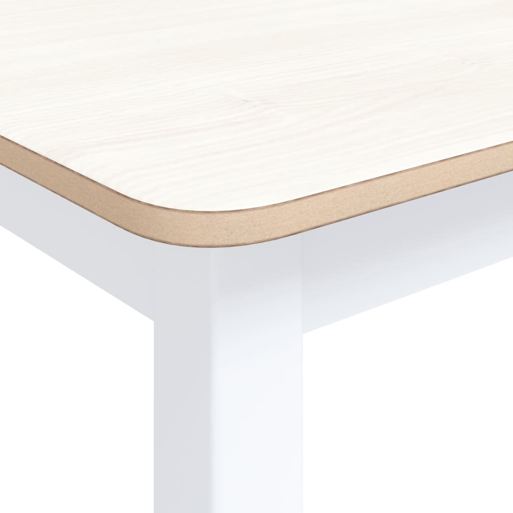 Spisebord Hvit Og Brun 114X71X75 Cm Heltre Gummitre