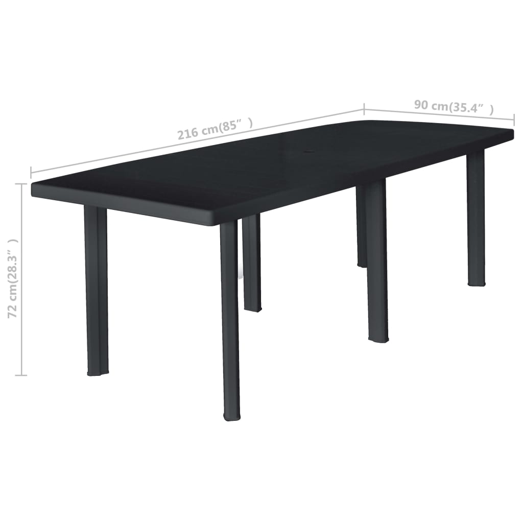 Hagebord Antrasitt 216X90X72 Cm Plast