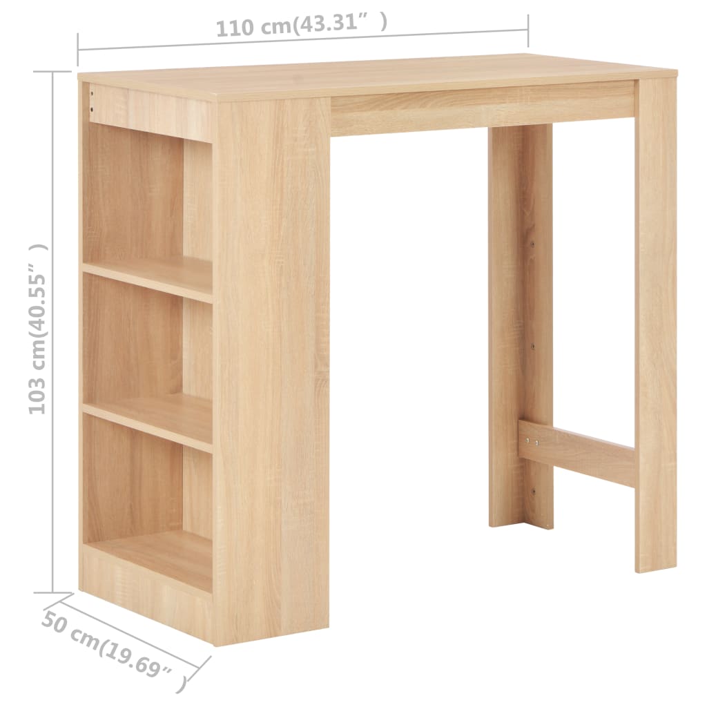 Barbord Med Hylle Eik 110X50X103 Cm