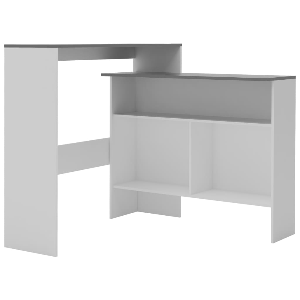 Barbord Med 2 Bordplater Hvit Og Grå 130X40X120 Cm