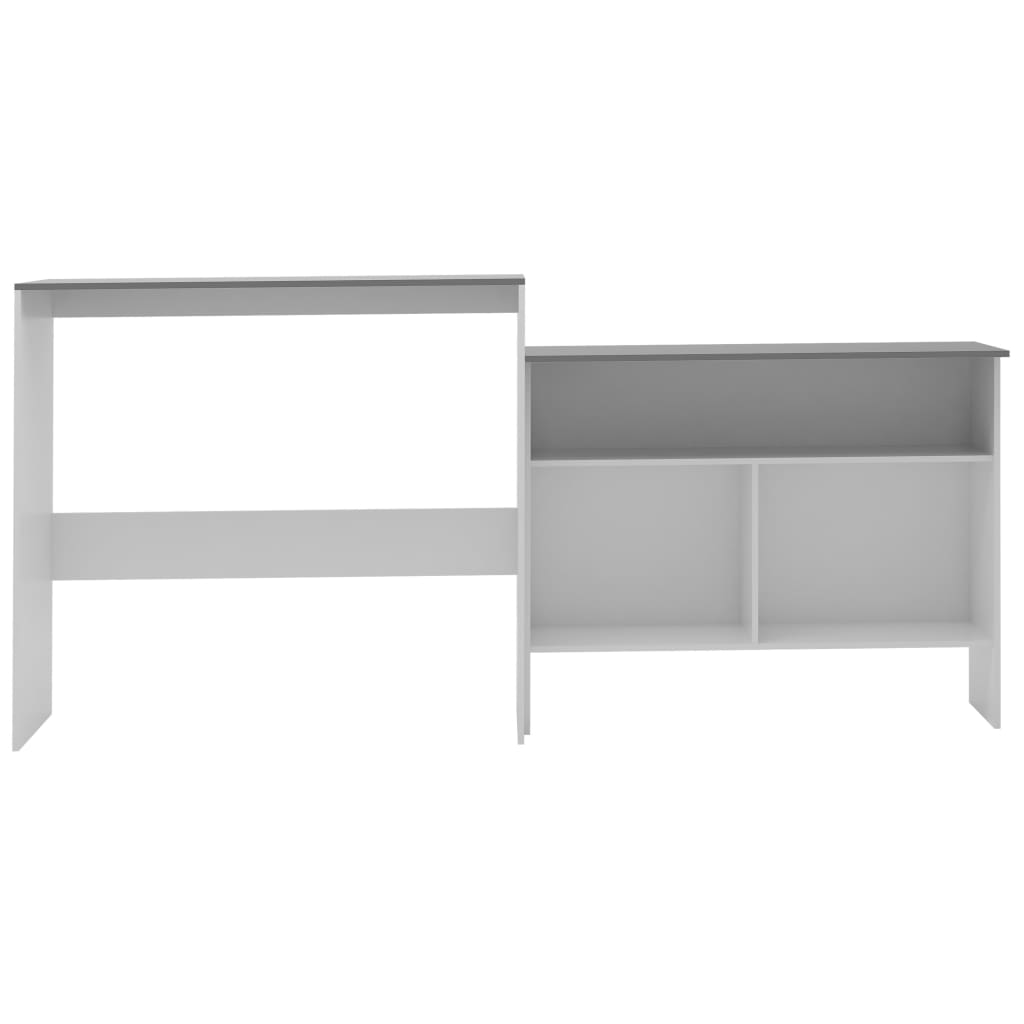 Barbord Med 2 Bordplater Hvit Og Grå 130X40X120 Cm