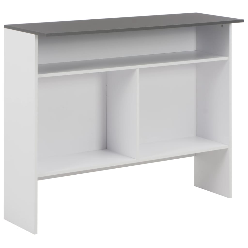 Barbord Med 2 Bordplater Hvit Og Grå 130X40X120 Cm