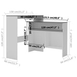 Barbord Med 2 Bordplater Hvit Og Grå 130X40X120 Cm