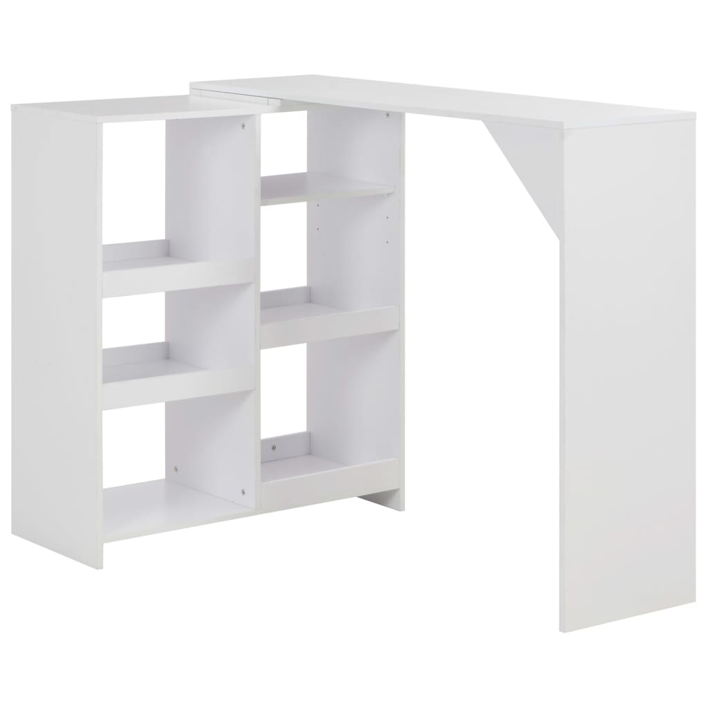 Barbord Med Flyttbar Hylle Hvit 138X39X110 Cm