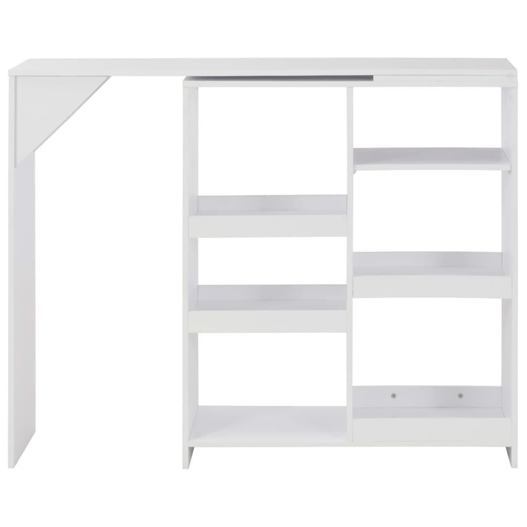 Barbord Med Flyttbar Hylle Hvit 138X39X110 Cm