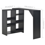 Barbord Med Flyttbar Hylle Svart 138X39X110 Cm