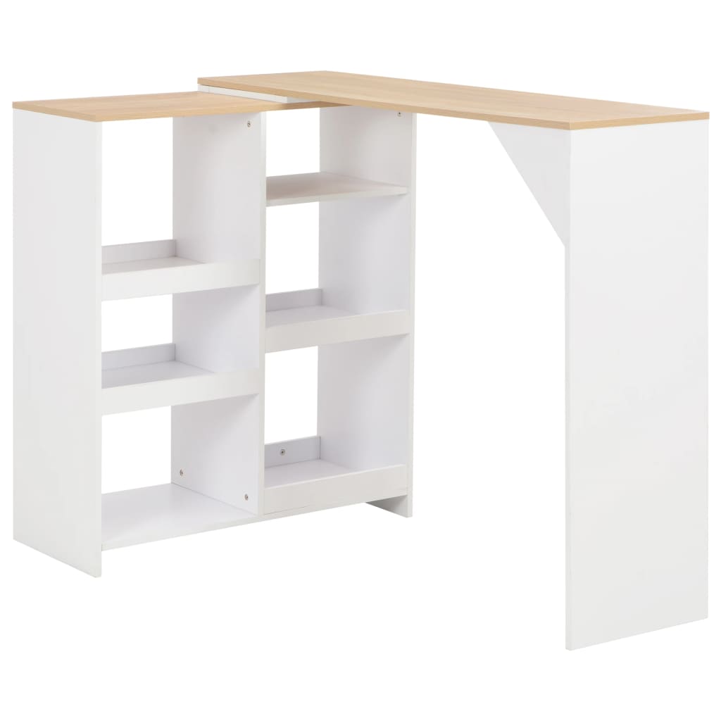 Barbord Med Flyttbar Hylle Hvit 138X39X110 Cm