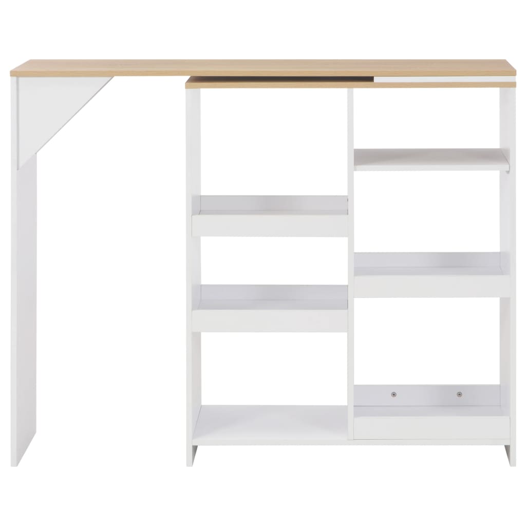 Barbord Med Flyttbar Hylle Hvit 138X39X110 Cm