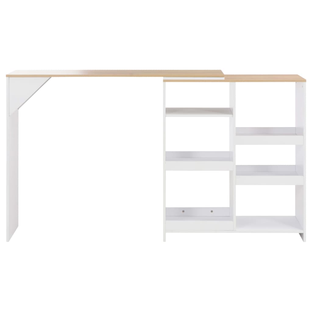 Barbord Med Flyttbar Hylle Hvit 138X39X110 Cm