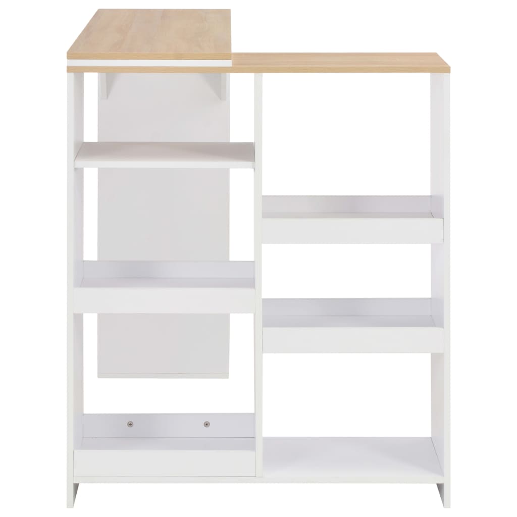 Barbord Med Flyttbar Hylle Hvit 138X39X110 Cm