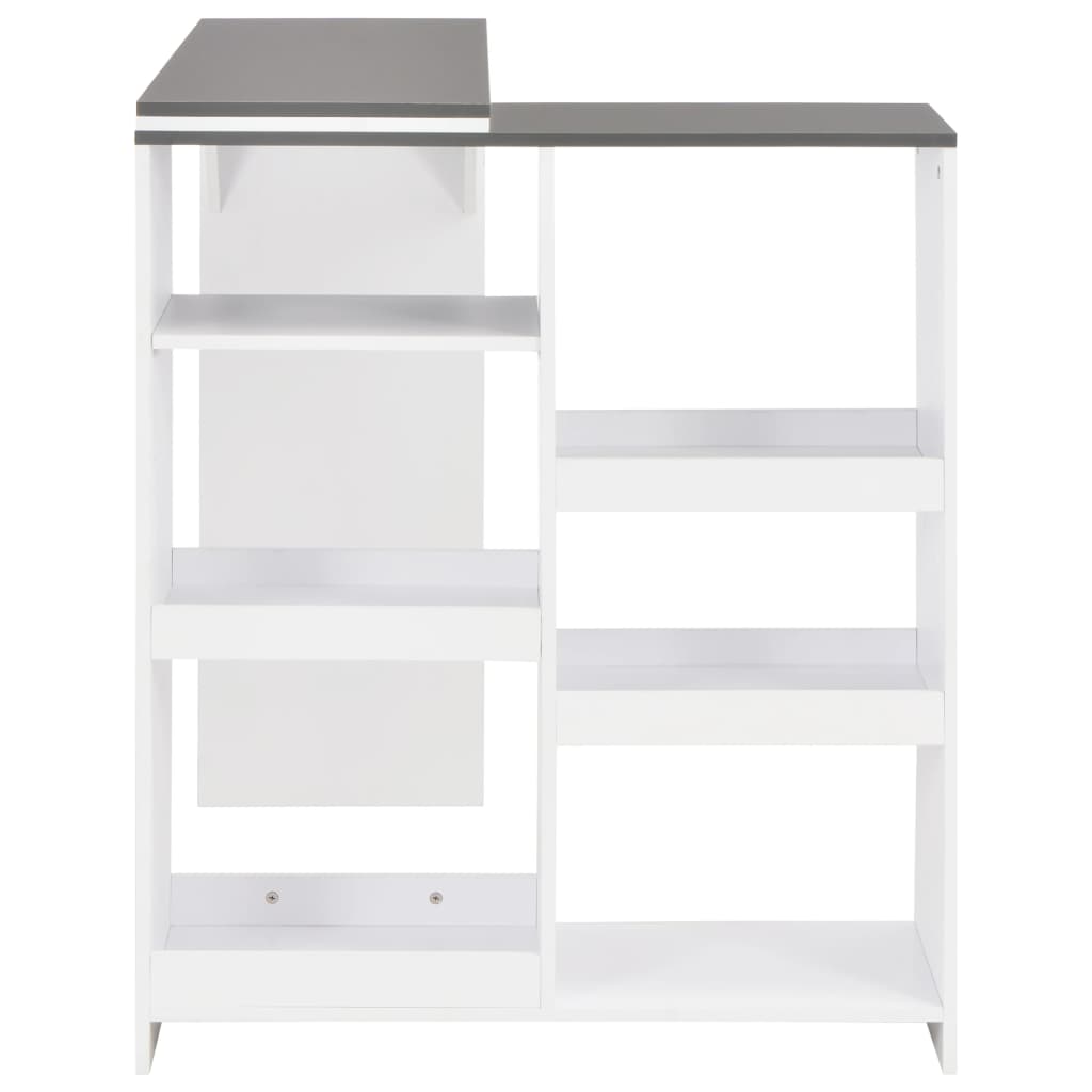 Barbord Med Flyttbar Hylle Hvit 138X39X110 Cm